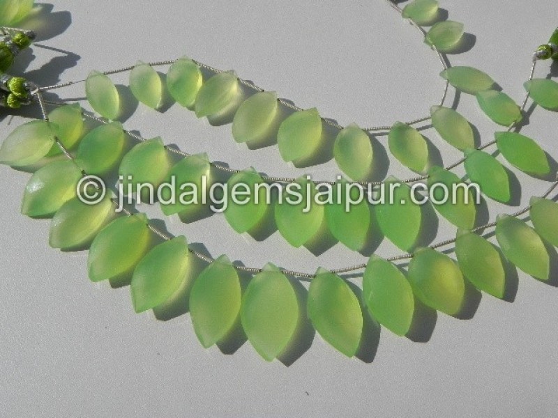 Apple Green Chalsydony Faceted Marquise Shape Beads
